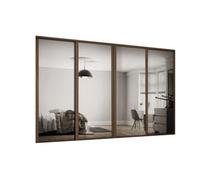 Spacepro Shaker 1 Panel Mirrored Carini Walnut Effect Framed Sliding Wardrobe Door Set Of 4 (H)2220mm (W)2898mm