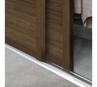 Spacepro Shaker 3 Panel Mirrored Carini Walnut Effect Framed Sliding Wardrobe Door (H)2220mm (W)610mm