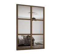 Spacepro Shaker 3 Panel Mirrored Carini Walnut Effect Framed Sliding Wardrobe Door Set Of 2 (H)2220mm (W)1145mm