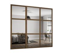Spacepro Shaker 3 Panel Mirrored Carini Walnut Effect Framed Sliding Wardrobe Door Set Of 3 (H)2220mm (W)2136mm