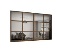 Spacepro Shaker 3 Panel Mirrored Carini Walnut Effect Framed Sliding Wardrobe Door Set Of 4 (H)2220mm (W)2290mm