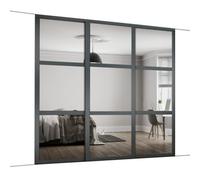 Spacepro Shaker Classic Panel Shaker Mirrored Gloss Graphite 3 Door Sliding Wardrobe Door Kit (H)2220mm (W)1680mm