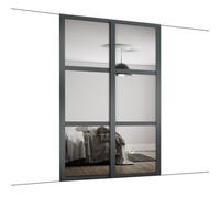 Spacepro Shaker Classic Panel Shaker Mirrored Graphite 2 Door Sliding Wardrobe Door Kit (H)2220mm (W)1145mm