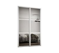 Spacepro Shaker Classic Panel Shaker Mirrored Matt White 2 Door Sliding Wardrobe Door Kit (H)2220mm (W)1753mm