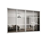 Spacepro Shaker Classic Panel Shaker Mirrored Matt White 4 Door Sliding Wardrobe Door Kit (H)2220mm (W)3506mm