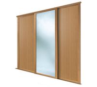 Spacepro Shaker Classic Panel Shaker Mirrored Oak Effect 3 Door Sliding Wardrobe Door Kit (H)2260mm (W)2220mm