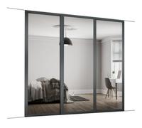 Spacepro Shaker Classic Shaker Mirrored Gloss Graphite 3 Door Sliding Wardrobe Door Kit (H)2220mm (W)1680mm