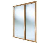Spacepro Shaker Classic Shaker Mirrored Gloss Oak Effect 2 Door Sliding Wardrobe Door Kit (H)2220mm (W)610mm