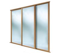Spacepro Shaker Classic Shaker Mirrored Gloss Oak Effect 3 Door Sliding Wardrobe Door Kit (H)2260mm (W)1680mm