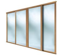 Spacepro Shaker Classic Shaker Mirrored Gloss Oak Effect 4 Door Sliding Wardrobe Door Kit (H)2220mm (W)610mm
