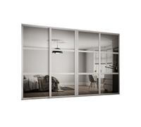 Spacepro Shaker Classic Shaker Mirrored Matt Dove Grey 4 Door Sliding Wardrobe Door Kit (H)2220mm (W)2898mm