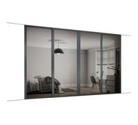Spacepro Shaker Contemporary Shaker Mirrored Gloss Graphite 4 Door Sliding Wardrobe Door Kit (H)2220mm (W)3506mm