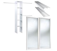 Spacepro Shaker Mirrored White 2 Door Sliding Wardrobe Door Kit With Internal Storage (H)2220mm (W)1200mm