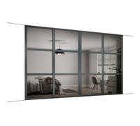 Spacepro Shaker Panel Shaker Mirrored Graphite 4 Door Sliding Wardrobe Door Kit (H)2220mm (W)2290mm
