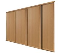 Spacepro Shaker Panel Shaker Non-Mirrored Matt Oak Effect 4 Door Sliding Wardrobe Door Kit (H)2220mm (W)610mm
