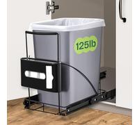 Spaces Under Cabinet Trash Can Pull Out Slider - Fits 30-40 Quart Cans Up to 125 lb - Kit with Garbage Bag Holder