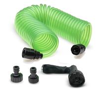 SpaceSaver SpringHose 25ft Coiled Watering Hose with Nozzle for Small Spaces, Patios, Balconies - Ultra-Compact Leak-Proof Drinking Water Safe Coil Hose Made in Canada, Transparent Green