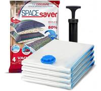 SpaceSaver Vacuum Storage Bags - Clothes & Bedding Storage - 4-Pack with Pump