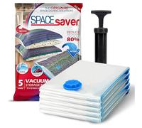 SpaceSaver Vacuum Storage Bags - Clothes Storage Bag Vacuum Pack - Space Saver Vacuum Storage Bags for Clothes Storage, Vacuum Bags for Bedding - Vacuum Bags for Clothes - with Pump (LARGE 5-Pack)