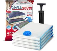 SpaceSaver Vacuum Storage Bags - JUMBO 4-Pack Clothes & Bedding Vacuum Packs with Pump