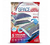 SpaceSaver Vacuum Storage Bags - Medium 5-Pack Clothes Storage Set with Pump - Space Saving Vacuum Bags for Clothes, Bedding and Linens - Airtight Compression Bag for Home and Travel Organization