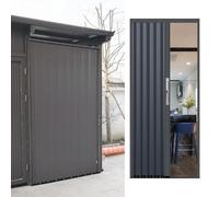 SpaceSaving Accordion Door 38x80inGrey Aluminum Folding Interior Door with Lock Durable Multifold Design for Outdoor & Basement Use Stylish Concertina Style