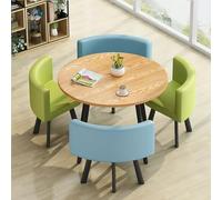 SpaceSaving Conference Table Set with 4 ChairsRound Dining & Coffee Table for Office Reception Meetings and Discussion RoomsModern Design Furniture