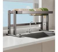 SpaceSaving DoubleTier Dish Drying Rack for Kitchen SinkOrganize Dishes Bowls Full Set for Efficient Storage(Single-Layer Bare Frame,65cm/25in)