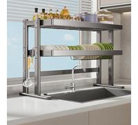 SpaceSaving DoubleTier Dish Drying Rack for Kitchen SinkOrganize Dishes Bowls Full Set for Efficient Storage(Double-Layer Bare Frame,95cm/37in)