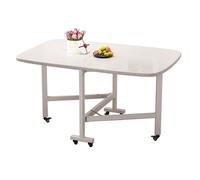 SpaceSaving Folding Dining Table with Lockable Wheels Extendable Rectangular Drop Leaf Table for Kitchen & Dining Room (White 47.2x31.4in/120x80cm)