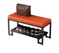 SpaceSaving Metal Shoe Bench with Cushion Stylish Entryway Storage Seat Elegant Hallway & Balcony Orga Black & Orange Legs 50 cm