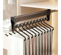 SpaceSaving PullOut Trousers Rack for Wardrobe Double 3Sect Sliding Rails AntiSlip & Quiet Jeans nizer (Brown 41cm)
