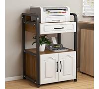 SpaceSaving Rolling Printer Stand with Lockable Wheelse & Wooden Plan FileEasy Assembly Printer Cart for Office/Home (Black & Yellow)