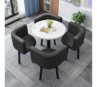 SpaceSaving Round Dining Table Set for 4 with 4 Stylish Chairs Perfect for Kitchen & Office Lounge Compact 60x60cm Negotiation Reception FurnitureModern Design
