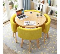 SpaceSaving Round Dining Table Set with 4 ChairsSlish Kitchen & Loun Fur for Smals Perfect for Dining Leisure Office & Conference Rooms.