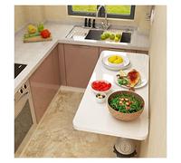 SpaceSaving WallMounted Folding Balcony Bar Table - Stylish White DropLeaf Design for Small Kitchens Bathrooms & Studies - Compact Hanging Side Table for Railings & Limited Spaces