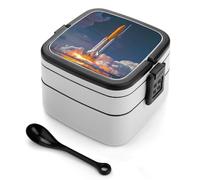 Spaceses Shuttle Launch Funny Bento Box Double Layer Salad Containers Portable Lunch Boxes for Work Picnic Travel