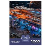 Spaceship 1000 Pieces Jigsaws Puzzle Games Challenge Toy Sci-fi Spaceship Home Decoration Family Fun Kids Age 12+ 52x38cm/1000pcs
