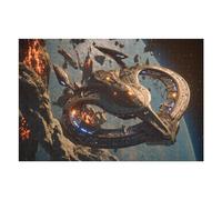 Spaceship 1000 Pieces Set Classic Jigsaw Puzzle Space Battleship Astronomical Object Couple Puzzle Partners Mind Relaxation Wall Decor Easter New Year Recycled Cardboard Material 1000 PCS