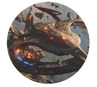 Spaceship 195 Piece Circular Jigsaw Puzzle Space Battleship Astronomical Object Animal Shape Premium Home Decor Stress Relief Puzzle for All Ages Creative Challeng Challenging 195 PCS