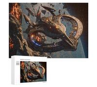 Spaceship 300Pc Jigsaw Puzzles Suitable All Ages Space Battleship Astronomical Object Jigsaws Thoughtful Graduation Gift Family Activity Colourful Design Home Decor 300 PCS