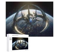 Spaceship 500 Piece Jigsaw Puzzles All Ages Space Battleship Astronomical Object Jigsaws Evening Relaxation Routine Vibrant Puzzle Stress Relief Home Decor 500 PCS