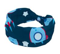 Spaceship Airship Vehicle Dirigible Aeroboat Blue Wide Headbands for Women, Stretchy Head bands, Non Slip Sports Hair Bands, Fashion Wide Headband for Yoga, Workout, Daily