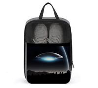 Spaceship at Night Shoe Bag Waterproof & Breathable Shoe Pouch for Travel, Portable Carry Case for Sports Sneakers, Gym, Vacation