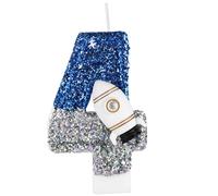 Spaceship Birthday Candle, Space Astronaut Birthday Decorations Shiny Astronaut Number Candle Outer Space Cake Decorations for Themed Party (4)