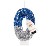 Spaceship Birthday Candle, Space Astronaut Birthday Decorations Shiny Astronaut Number Candle Outer Space Cake Decorations for Themed Party (0)