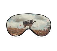 Spaceship Cow Flying Over Flower Fields Blackout Sleep Mask for Side Sleeper Soft Covers for Travel Essentials Nap