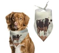 Spaceship Cow Flying Over Flower Fields Dog Bandana Pet Scarf for Small Medium Large Dogs Triangle Bibs Photo Prop Gift