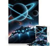 Spaceship in Front of A Ringed Planet Jigsaw Puzzles for Adults 1000 Pieces Mental Logic Toy Gentle Relax Firm Cut Santa Wish List 50x75cm