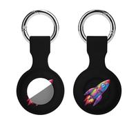 Spaceship LGBT Flag Gay Proud Month Transgender Rainbow Keychain Holder Case Compatible with AirTag Waterproof Silicone Shell Protective Case 1PCS
